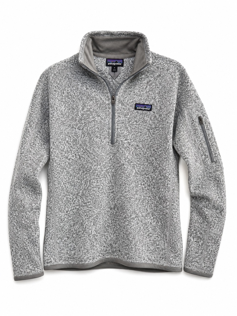 Patagonia Better Sweater 1/4 Zip Fleece Pullover Womens Medium Grey White